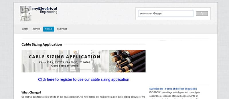 MyElectrical Cable Size Calculator