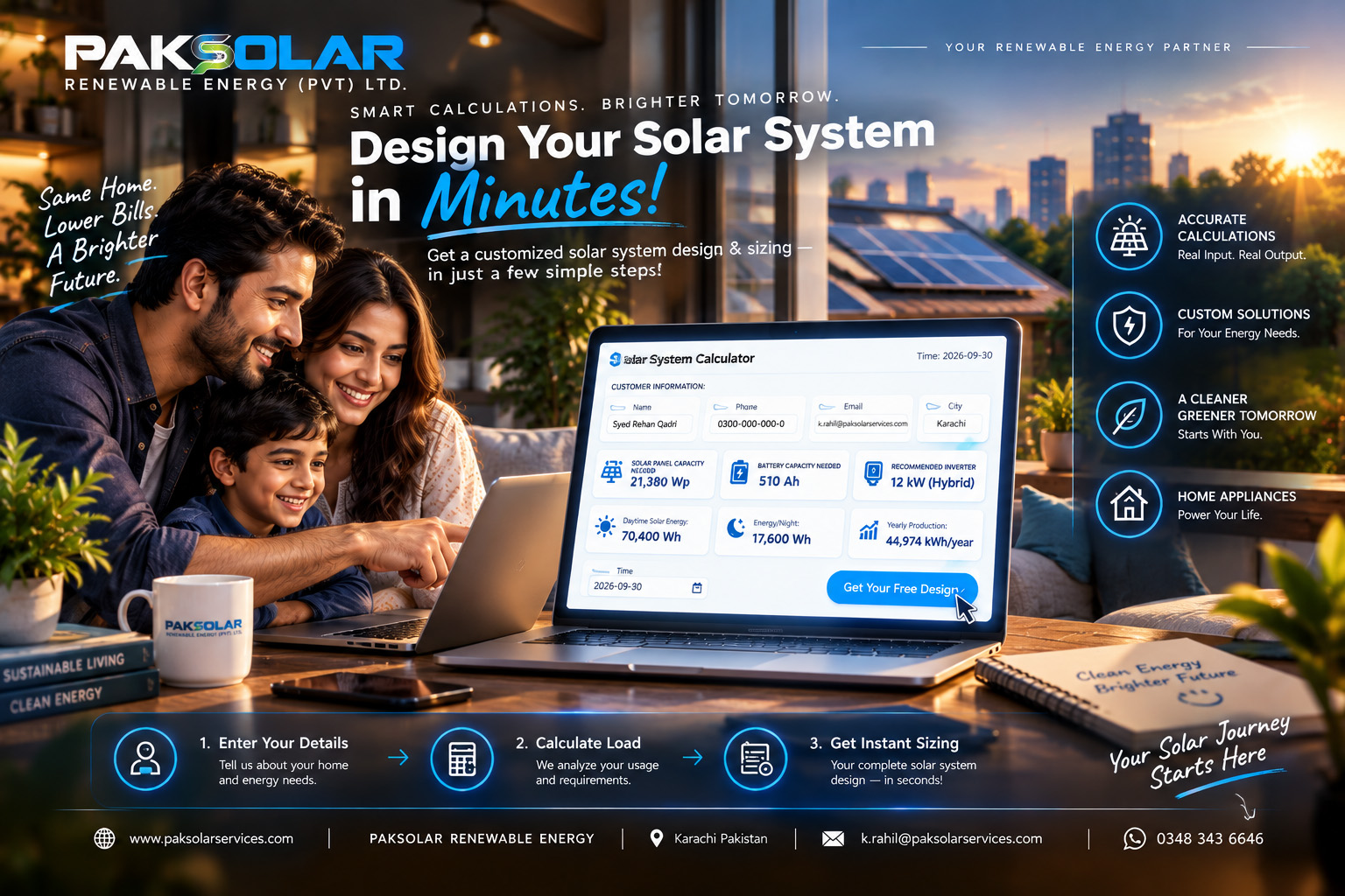 smart calculations brighter tomorrow, Design your solar system in minutes